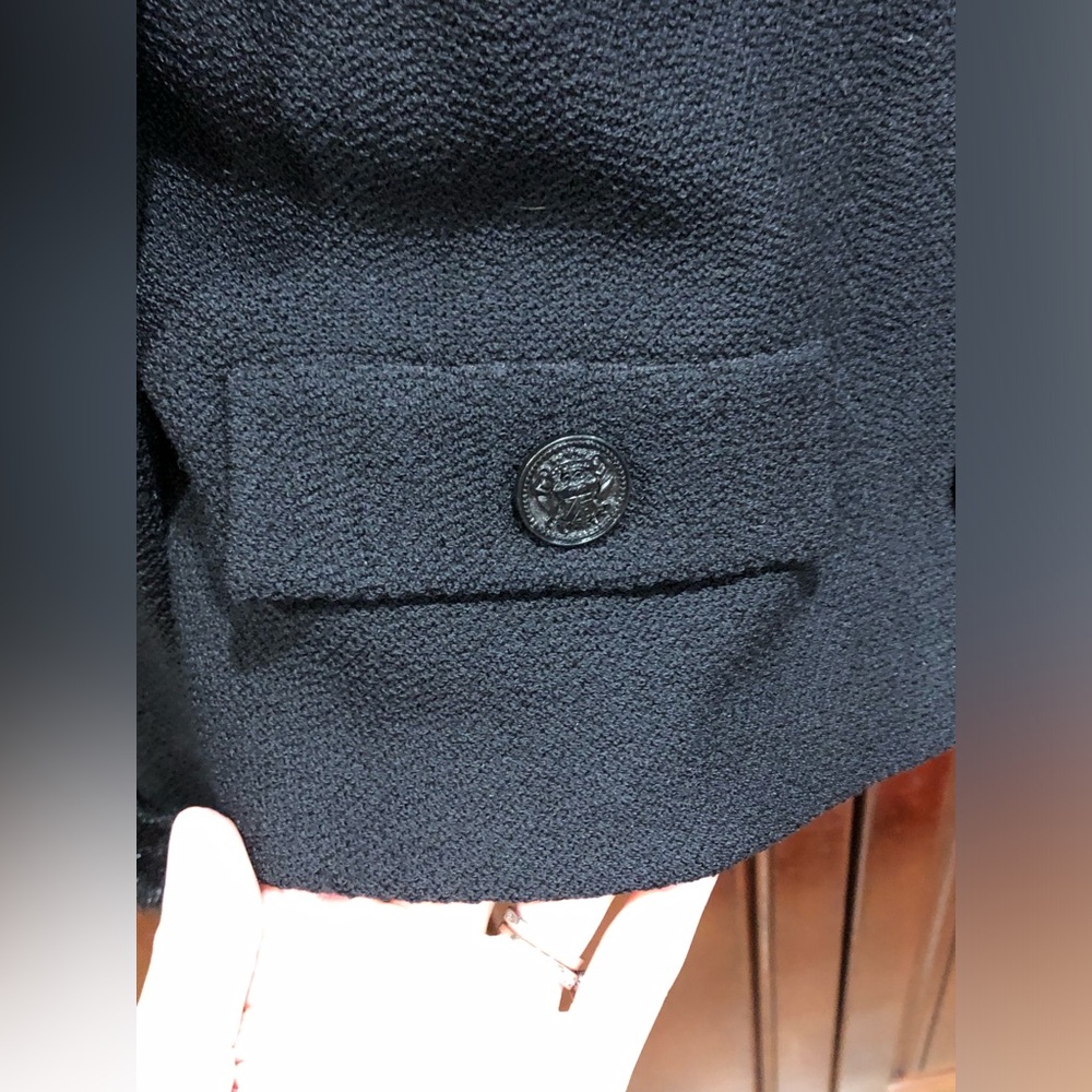 Vintage St. John Black Fur Trim Blazer Jacket Sz 6 Knit Quiet Luxury Old Money - Picture 4 of 11